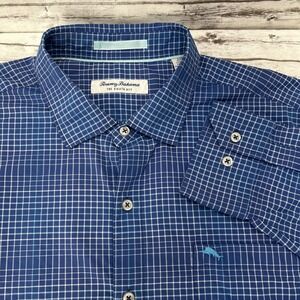 Tommy Bahama The Siesta Key Performance Shirt Mens Large LS Button Up Blue Nylon
